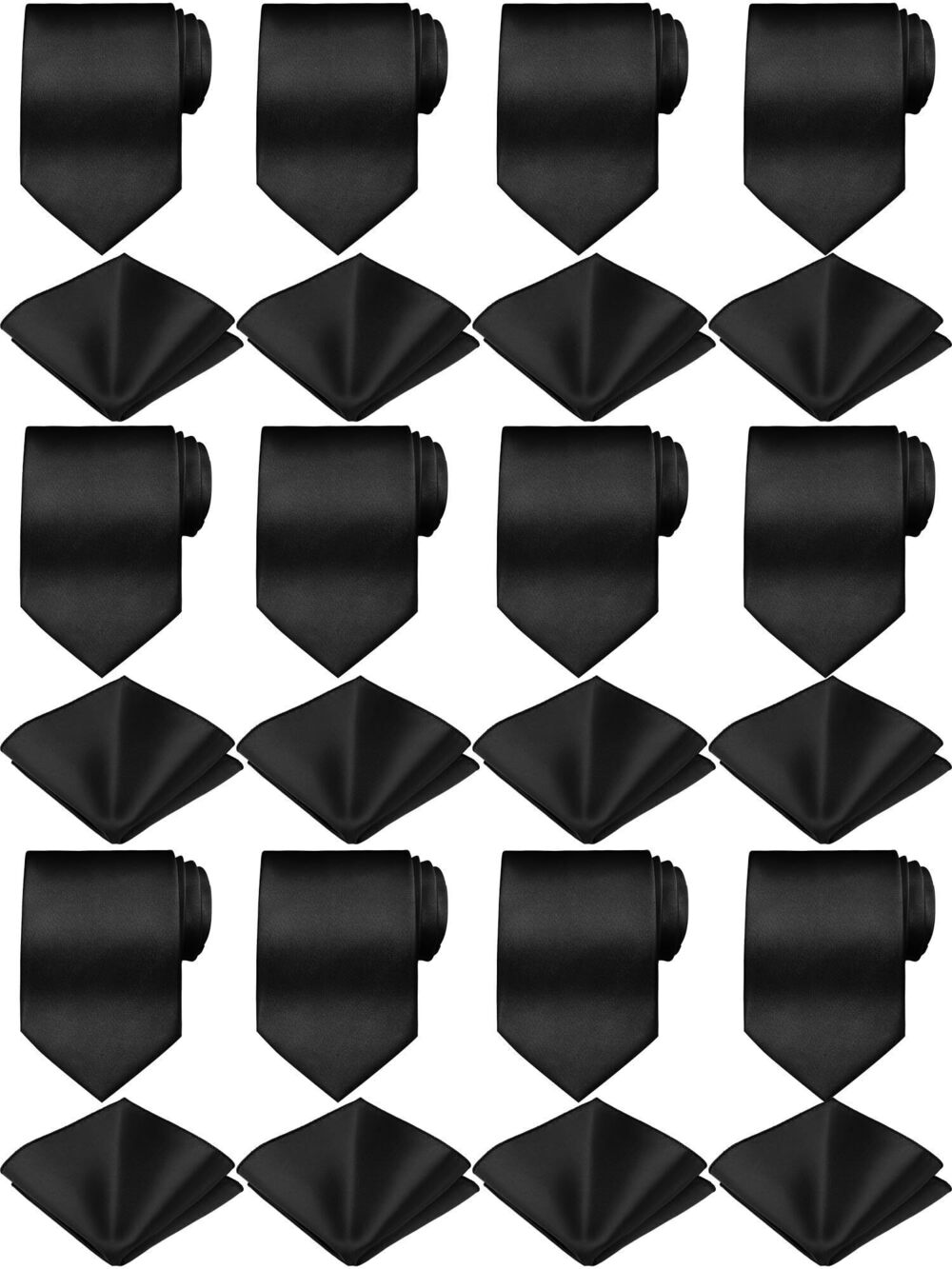 2774 24 Pcs 's Ties and Pocket Square Set Bulk Solid Color Tie Handkerchief